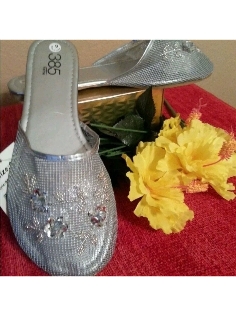 SEQUINS NETTED WOMEN'S SANDALS SILVER